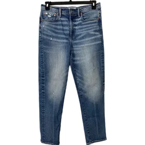 American Eagle Outfitters AE77 Premium Blue Distressed Mom Jeans + a Free Gift! thumbnail 2