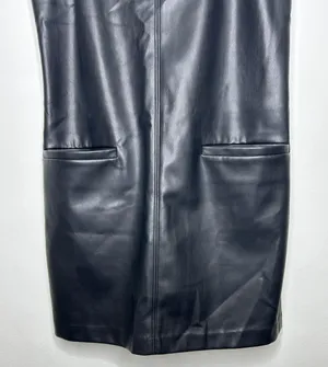 Abercrombie Black Faux Leather Front Pocket Mini Shift Dress Layering thumbnail 8