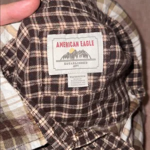 American Eagle Cropped Button Up Plaid Flannel Loose Fitting thumbnail 5