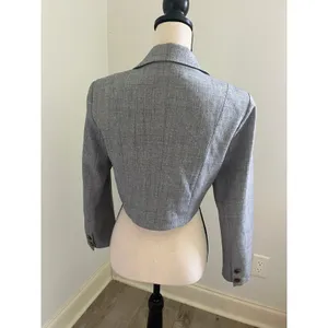 Cropped Blazer Heather Grey Medium One Button Office Chic Business Casual Preppy thumbnail 4