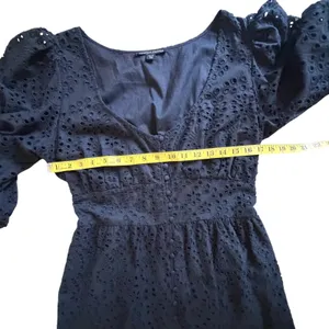 Boston Proper Eyelet Button Front Maxi Dress Size 10 Black Cotton‎ Minimalist thumbnail 10