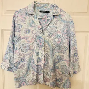 Lauren Ralph Lauren Paisley‎ Pajama Top Blue Pink Cotton Viscose LN91780 Mens M thumbnail 1