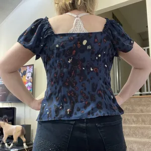 Unique Vintage blue cutout tie top thumbnail 2