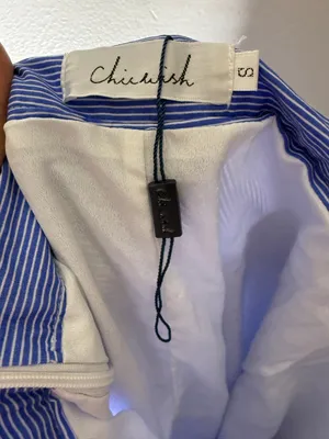 CHICWISH Women's Blue Stripes Ruffle Tiered Frill Hi-Lo Hem Midi‎ Skirt Sz S thumbnail 5