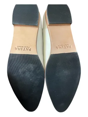 Patina Portland Leather Loafers Womens 9.5 Cream Minimalist Slip On Flats thumbnail 4