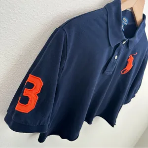 Navy Ralph Lauren cropped polo shirt thumbnail 4