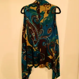Alberto Makali Art Print Open Front Knit Vest - Size M thumbnail 2