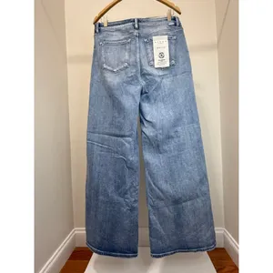 Risen Wide Leg Jeans (Light Wash, Distressed, 32” Inseam) Sz15/32 NWT thumbnail 2