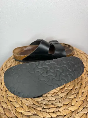 Birkenstock Arizona Sandal Black Leather Two-Strap Slide Sandals thumbnail 3