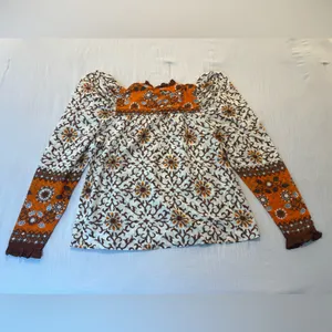 House of Harlow 1960 Orange and Cream Patterned‎ Blouse thumbnail 4