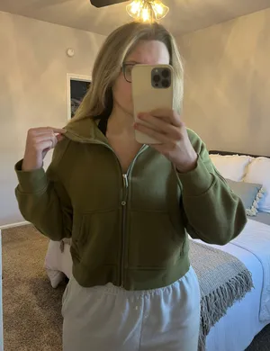 Lululemon light/forest green cropped full zip scuba. Size XS/S. thumbnail 1