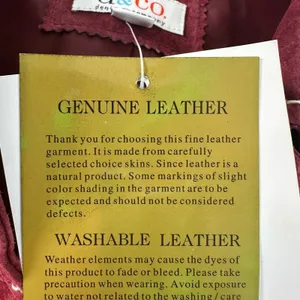 Denim & Co Burgundy Washable Leather Jacket Contrast Stitch Barn Coat Large Flaw thumbnail 4