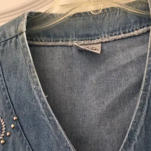 FINAL MARKDOWN Denim Oversized ladies embellished blouse large thumbnail 3