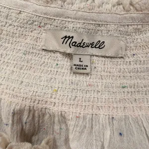 Madewell White Gauze Confetti Smocked Dress Short Sleeve Boho Cotton Large thumbnail 6