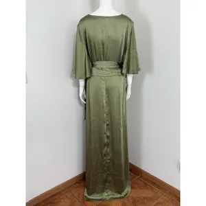 Six Stories Sage Green Satin Wrap Maxi Dress Women UK 22 Flutter Sleeve NWT $199 thumbnail 5
