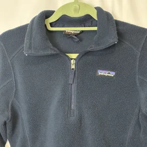 Patagonia Navy Blue Synchilla Fleece Quarter Zip Pocket Pullover Women's Size S thumbnail 2