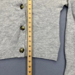 Quince‎ Womens Merino Wool Baby Alpaca Blend V-Neck Cardigan Gray Size M LK001 thumbnail 4