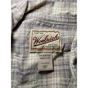 Woolrich Womens 90s Khaki Plaid Cotton Short Sleeve Button Up Shirt Size M thumbnail 7