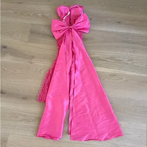 Azazie Maxi Dress Strapless Beaded Bow Amarylis Size US00 Fuchsia Pink thumbnail 5