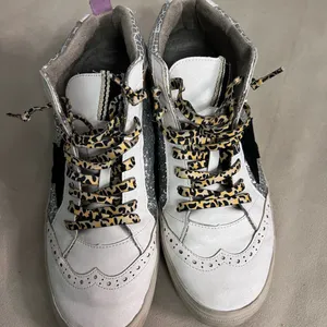 ⭐ Shu Shop Glitter Star High Top Sneakers 🐆💜 Leopard Laces • Purple Suede Size 9 thumbnail 5