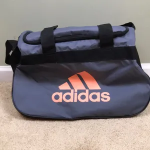 Adidas Athletic Sports Gym Graphic Print Logo Gray Black Peach Multi-Colored Bag thumbnail 1