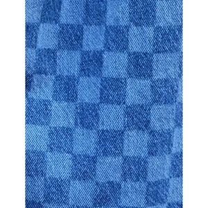 High Rise Straight Leg Raw Hem Checkered Blue Jeans 24 thumbnail 5