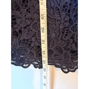 Nanette Lepore Lace Top Womens Size M Navy Blue Mock Neck Zipper Back Coquette thumbnail 8