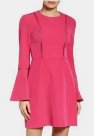 Charles Henry Bell Sleeve Mini Dress in Barbie Pink Medium thumbnail 1