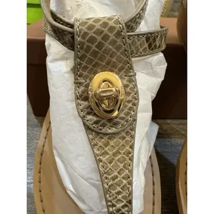 COACH Ingrid Natural Snake Print Leather Thong Wedge Sandals Women's Size 8.5! thumbnail 5