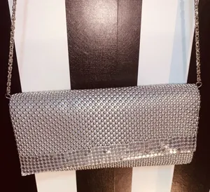 Chainmail Metal Silver Evening Bag 90s Vintage 1994 Like New thumbnail 1