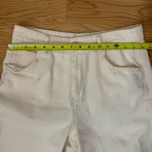 SheIn Light Cream Beige High Waisted Straight Leg Cotton Baggy Pants thumbnail 8