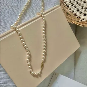 Champagne Pearl Necklace Vintage “Mairi” 25” Gold Marquise Fishhook JAPAN Classic thumbnail 3
