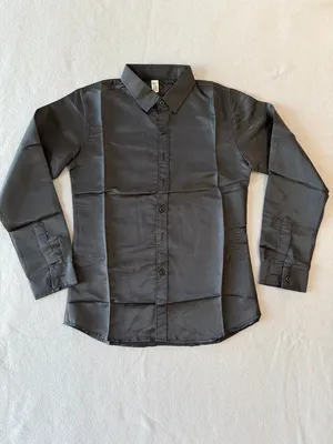 Women's Button Down Slim Black Long Sleeve Blouse Size M #260833 thumbnail 2