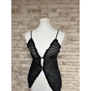 Victoria's Secret The‎ Lacie Black Top With Cheetah Print M thumbnail 2