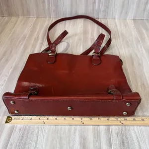 Texier Leather Satchel Shoulder Bag Work School Travel Vintage Redish Brown thumbnail 16