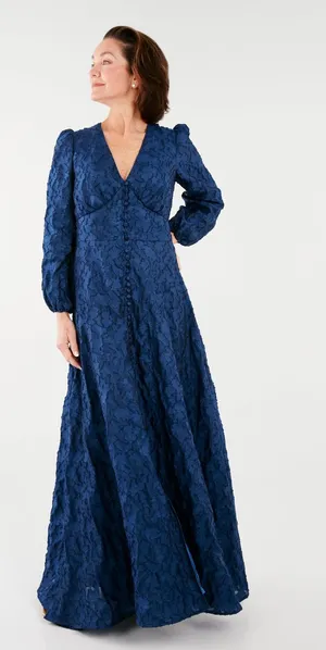 Abbey Glass Brooke Gown Navy Cloud Organza Long Sleeve V-Neck Dress Navy thumbnail 1