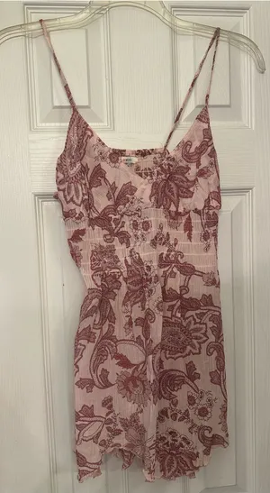 Floral Paisley Spaghetti Strap top in Dusty Rose thumbnail 1