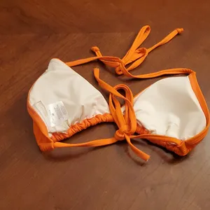 Michael Kors | Orange Padded Triangle Cinch Tie Bikini Top | gold Accessories thumbnail 6