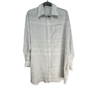 Cupshe Womens White‎ Geometric Print Button Down Shirt Dress Cover Up Size S thumbnail 8