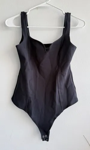 Abercrombie & Fitch Soft A&F Collection Black Sweetheart V-Notch Bodysuit‎ Small thumbnail 1
