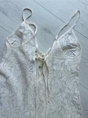 ASOS Womans Size 4 See Through,beach summer, jumpsuit wide leg in cream color thumbnail 4