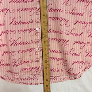 Victoria's Secret Spellout Button Up Striped Sleep‎ Shirt Women's Size M Pink thumbnail 6