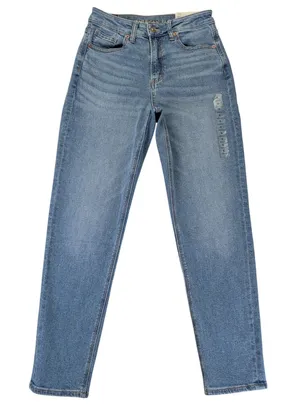 American Eagle Mom Jean High‎ Rise Washed Blue Stretch Denim Womens 0 Reg thumbnail 1