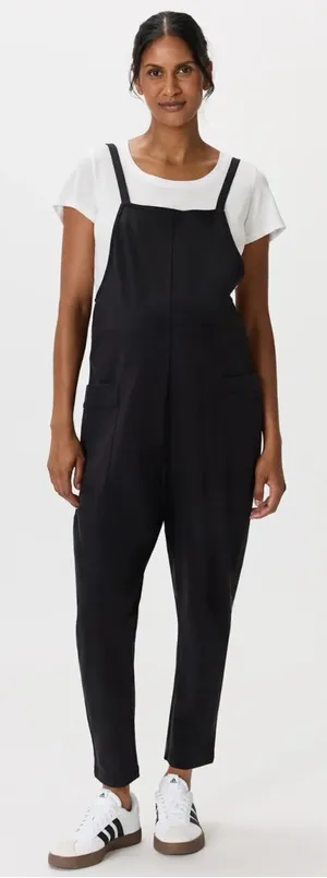 NWT Quince Organic Cotton Maternity Overalls Adjustable Straps Sz M 🧡🍄 thumbnail 1