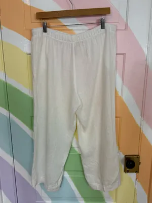 IC By Connie K 100% Linen Elastic Waist Wide Leg Pull On Pants Sz M 💛🍄 thumbnail 3