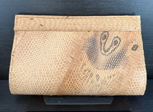 Tan Snakeskin Clutch Wallet thumbnail 1