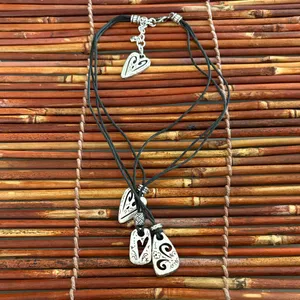 Brighton Silver and Black Triple Strand Heart Pendant Necklace 16”-18” thumbnail 3
