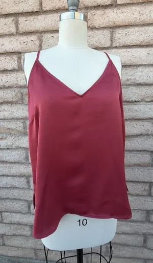 Wild Fable | Deep Wine Satin V-Neck Cami | L thumbnail 1