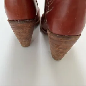 Frye Vintage Redwood Mahogany Red Leather Tall Heeled Boot Size 5.5 thumbnail 8