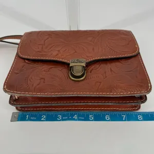 Patricia Nash Brown Tooled Leather Lanza Crossbody Bag & Clutch thumbnail 6